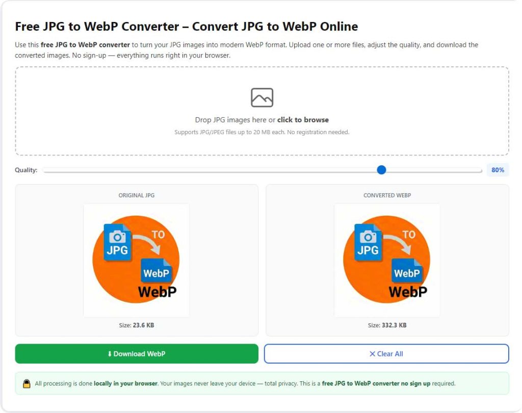 JPG to WebP Converter Bulk Photo Compression
