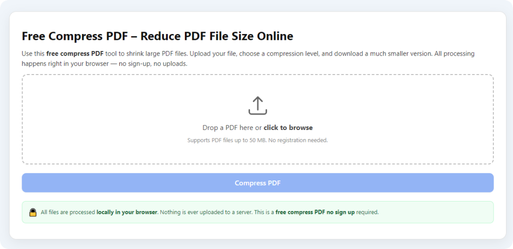 Free Compress PDF No Signup No Watermark