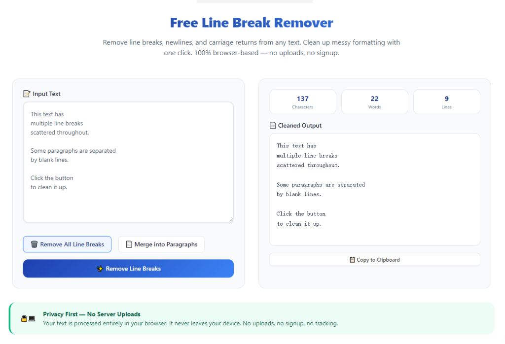 Free Line Break Remover No Registration