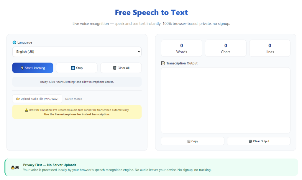 Free Speech to Text No Registration Needed