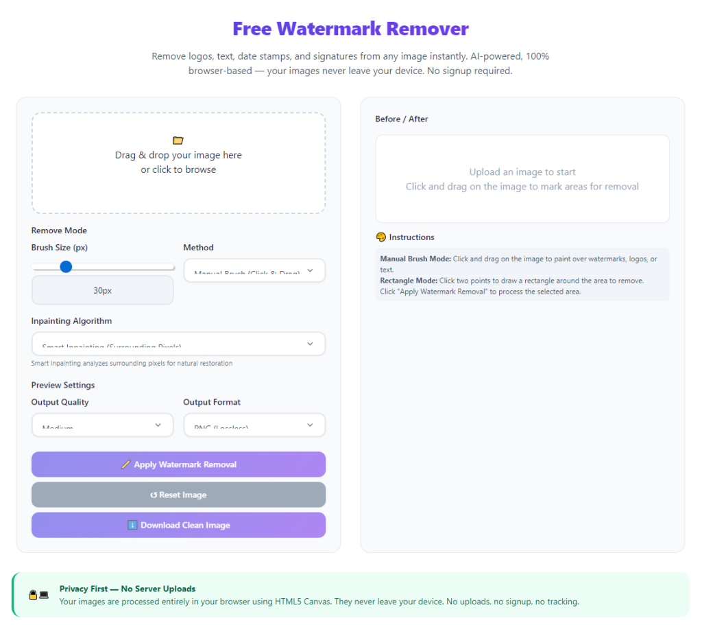 Free Watermark Remover No Signup Needed