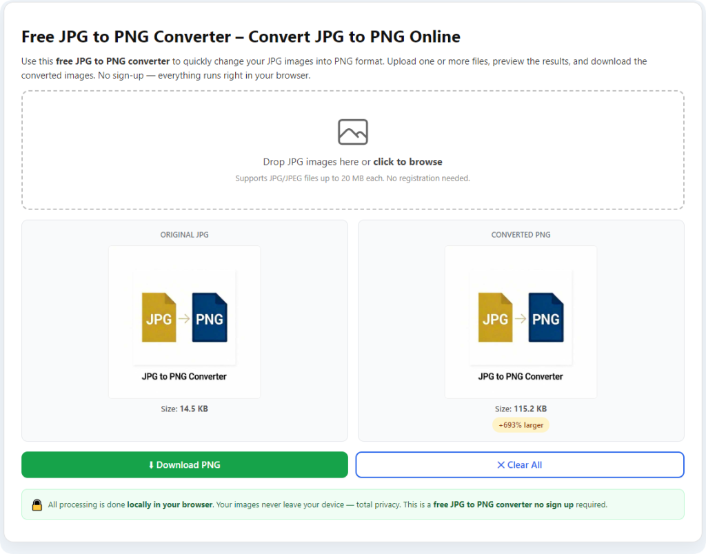 Free JPG to PNG converter no registration required