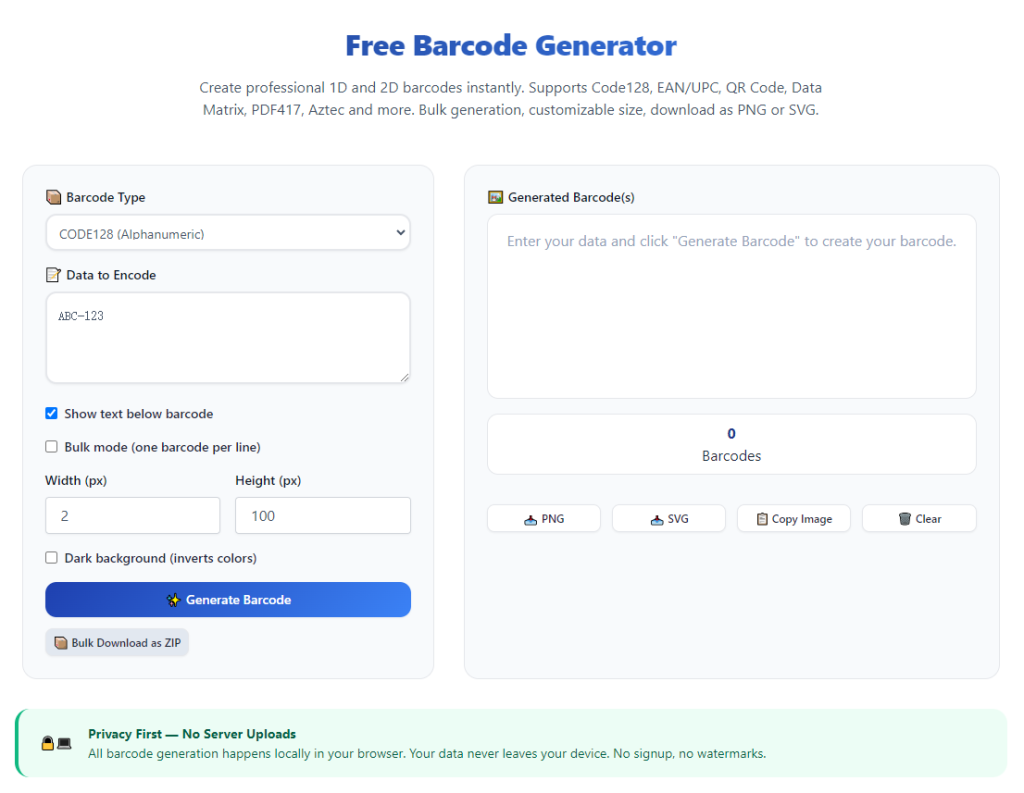 Free Barcode Generator No Registration Needed