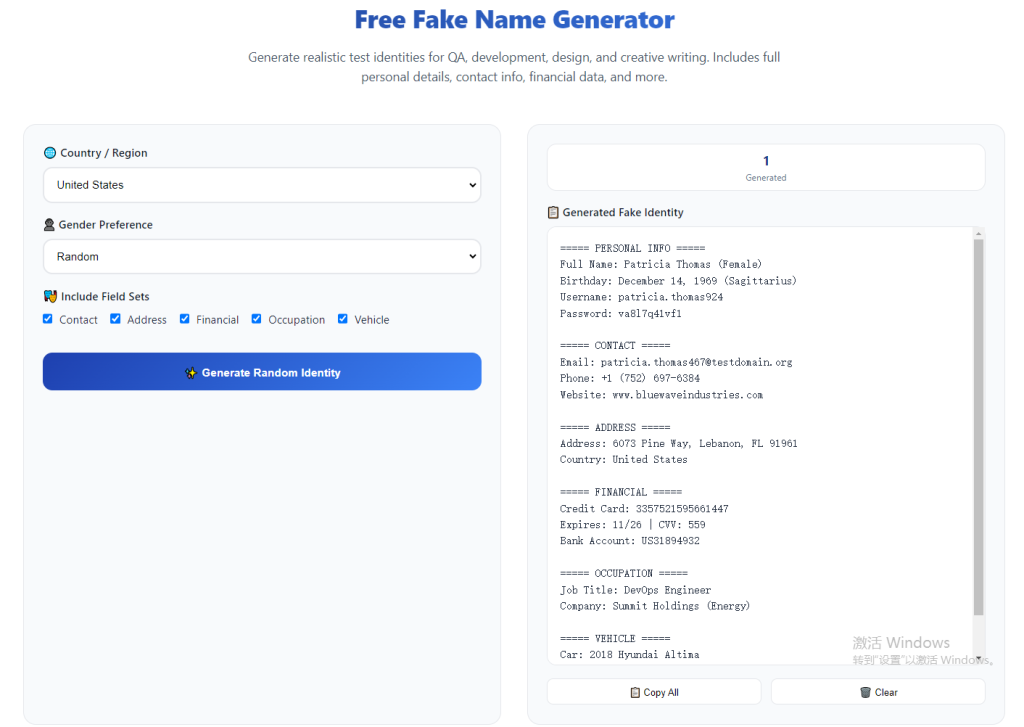 Free Fake Name Generator No Registration