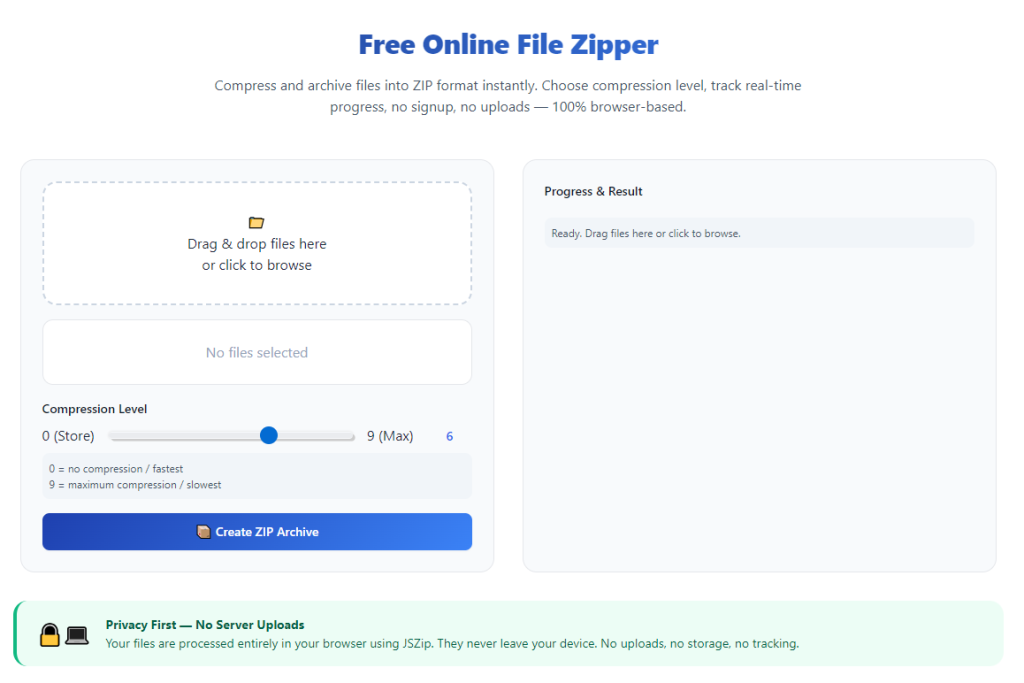 Free File Zipper to Add Password to ZIP Archive
