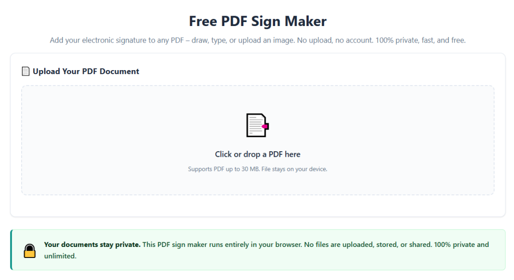 PDF Sign Maker With Draw Type Upload Signature