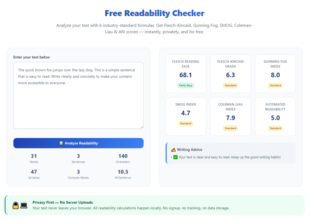 Free Readability Checker for Blog Content