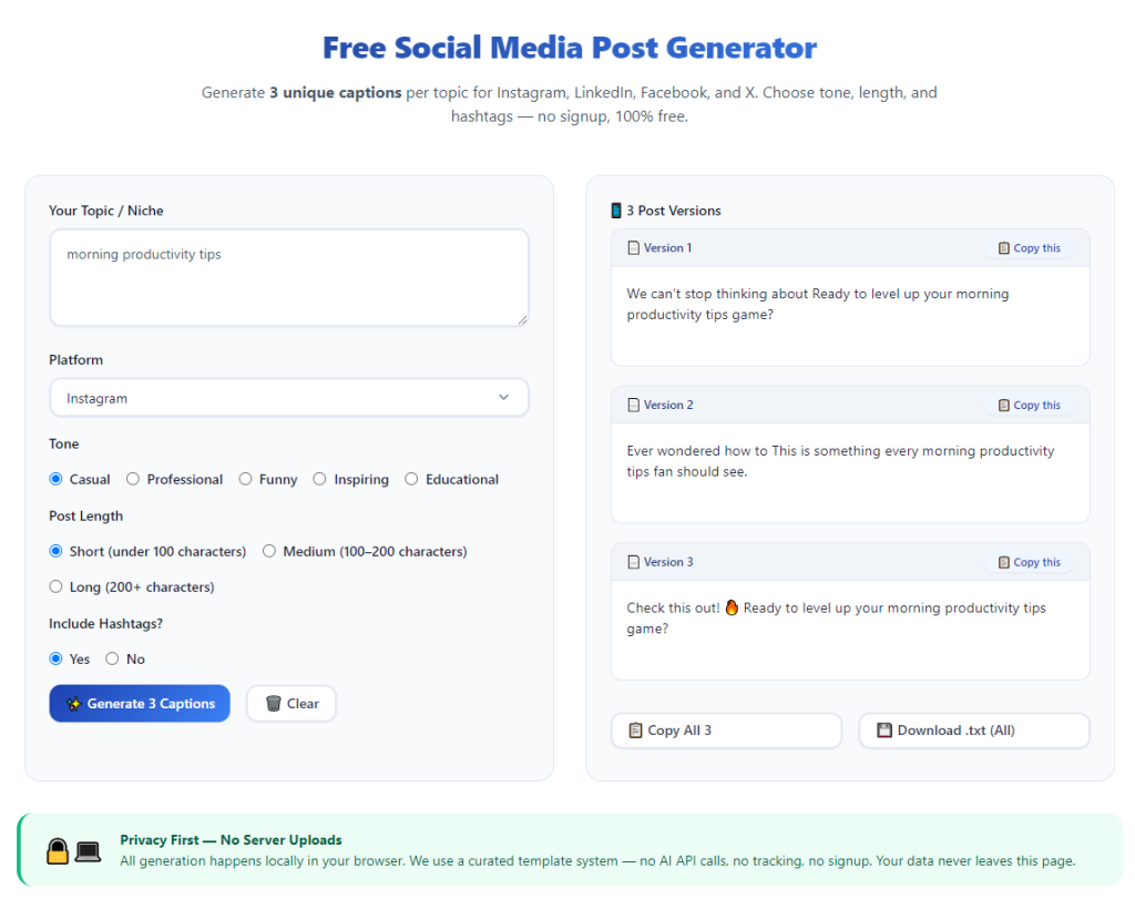 AI Social Media Post Generator for Small Business Marketing