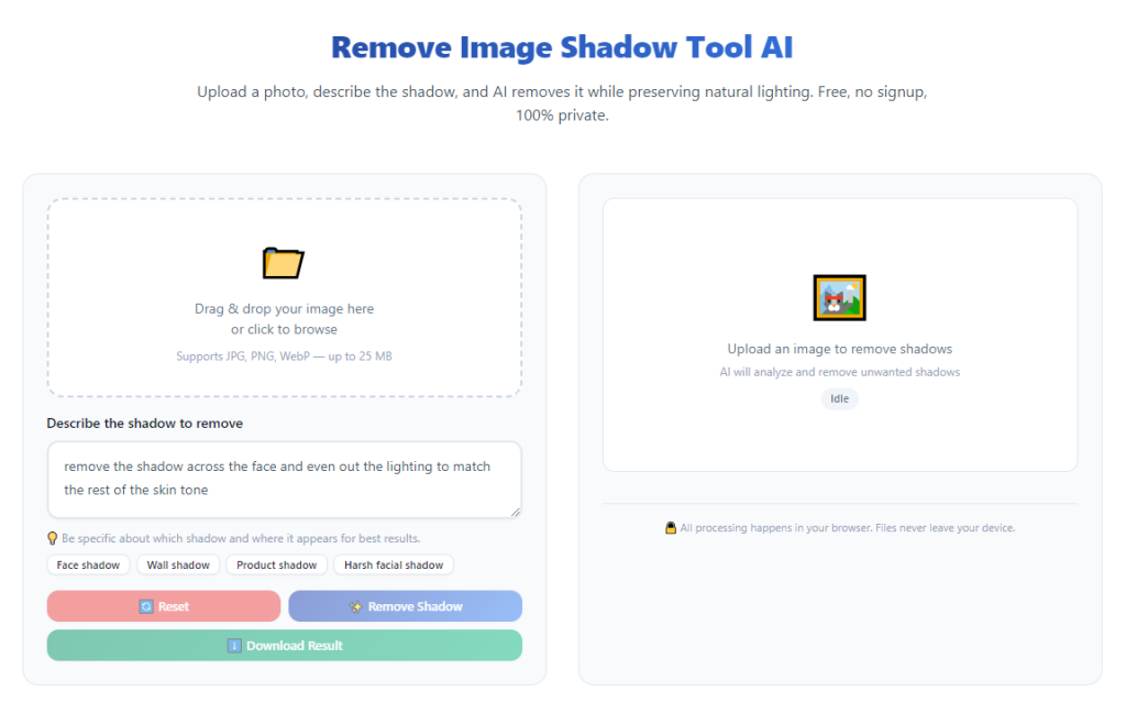 AI Shadow Remover Tool No Watermark High Quality Output