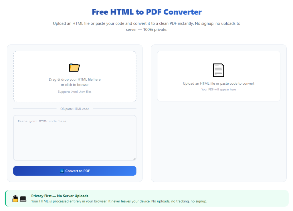 HTML to PDF converter no watermark free online