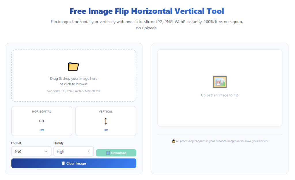 How to flip image horizontal vertical online without signing up