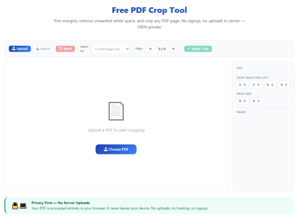 PDF Crop Tool batch cut multiple PDF pages