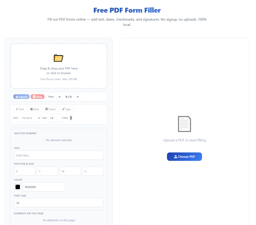 PDF form filler no watermark no registration