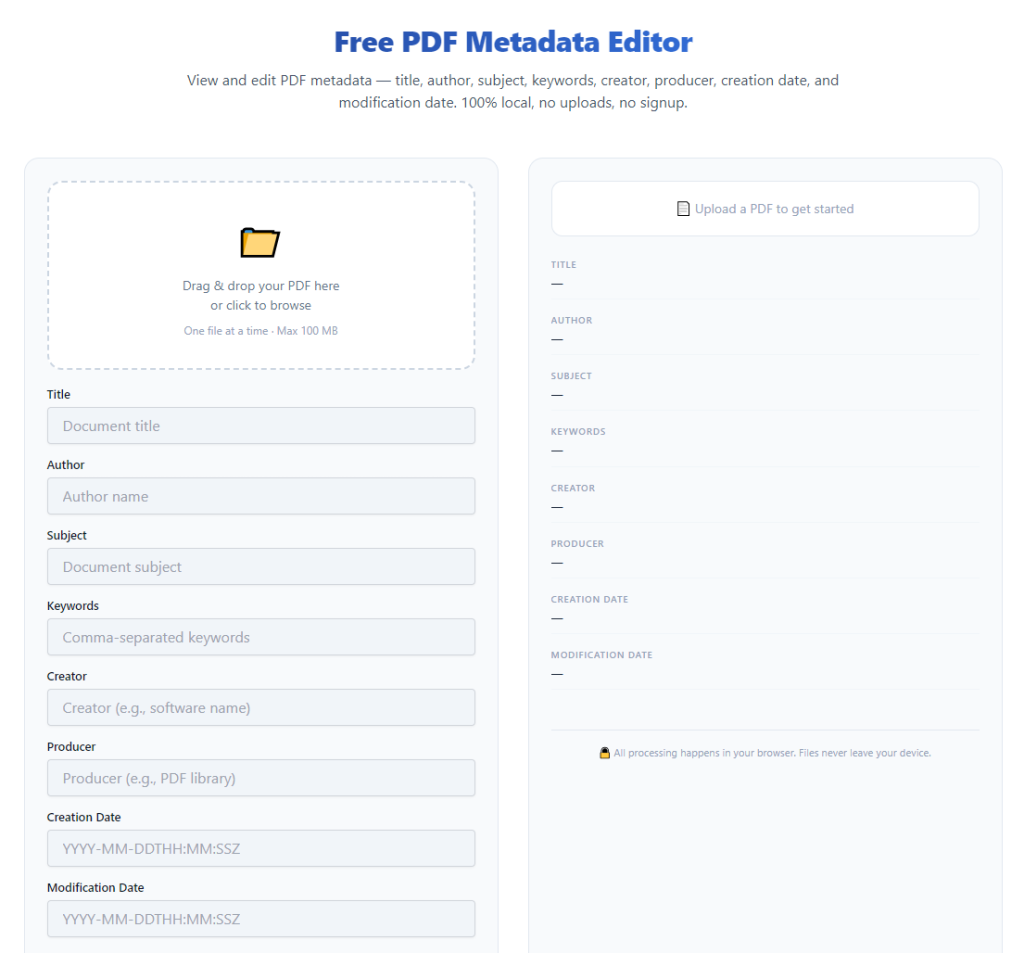 PDF Metadata Editor batch edit multiple PDF files